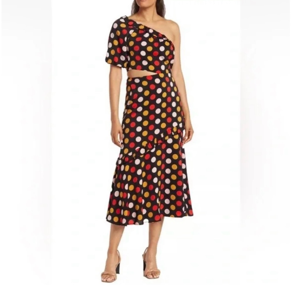 Sam Edelman Black Dress with Red and Orange Polka Dots